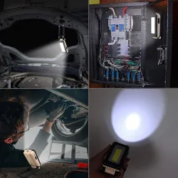 Lampe de travail multifonctionnel COB - USB - rechargeable - 180 degrés réglable - magnétoscope