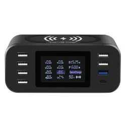 Qi langaton laturi - nopea lataus 3.0 - 60W - 8-porttinen USB - latausasema