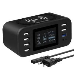 Bezprzewodowa ładowarka Qi - szybkie ładowanie 3.0 - 60W - 8 portów USB - stacja ładującaBaterie & ładowarki