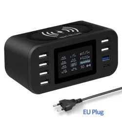 Batería y CargadoresCargador inalámbrico Qi - carga rápida 3.0 - 60W - 8 puertos USB - estación de carga