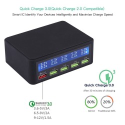 USB - 40W - 3.0 quick charger - Led display - 5-ports charging station