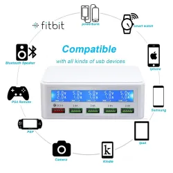 USB - 40W - 3.0 quick charger - Led display - 5-ports charging station