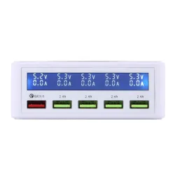 USB - 40W - 3.0 Schnellladegerät - LED-Anzeige - 5-Port Ladestation