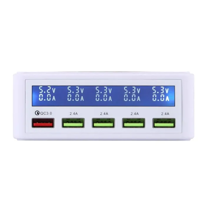 USB - 40W - 3.0 quick charger - Led display - 5-ports charging station