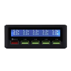 USB - 40W - 3.0 snabbladdare - Led display - 5-ports laddstation