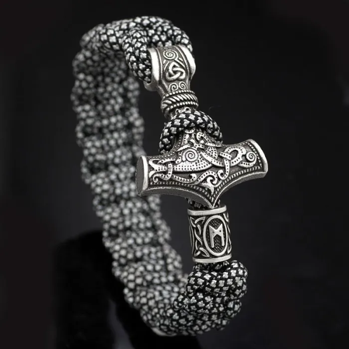 Vintage - pulseiras viking trançado - prata - camuflagem