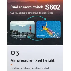 DronesHDRC S602 - WiFi - FPV - Cámara doble 4K HD - Modo de retención de altitud - plegable