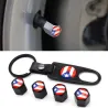 4Pcs - drapeau puerto rico - bouchons de valve - 1Pcs clé en cuir