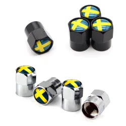 4Pcs/set - drapeau suédois - bouchons de soupape