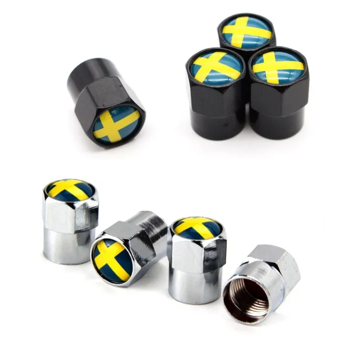 4Pcs/set - drapeau suédois - bouchons de soupape