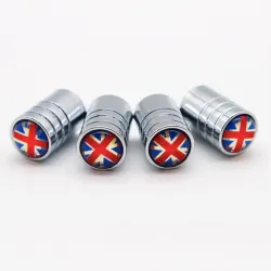 Aluminiumventilkapslar - Storbritannien flagga - 4 bitar
