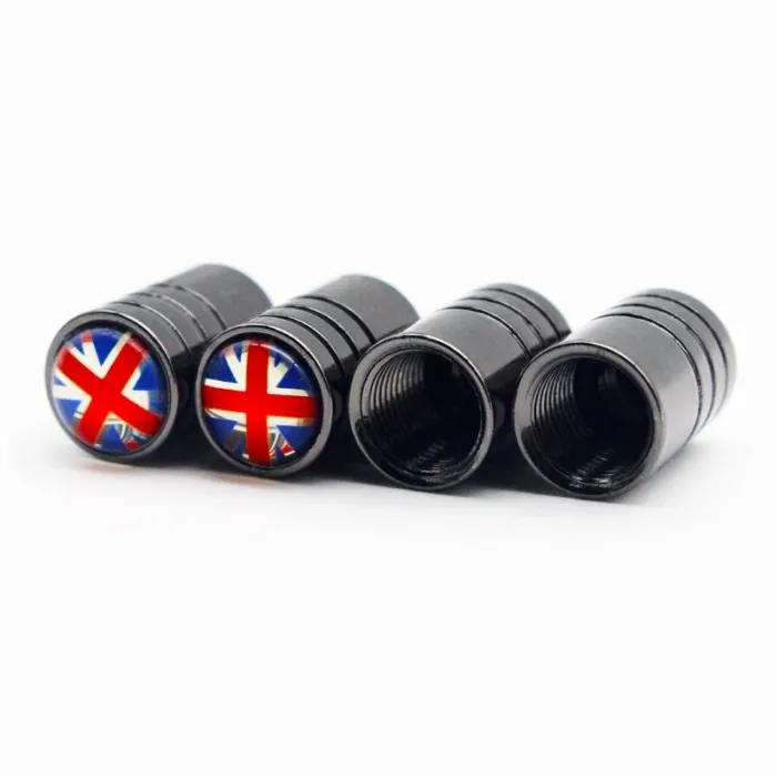 Capsules de valve en aluminium - drapeau britannique - 4 pièces