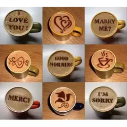 Decorazione caffè - stencil di plastica - 16 pezzi