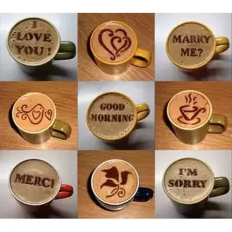 CoffeewareDecoración de café - plantilla de plástico - 16 piezas