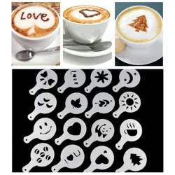 Koffiedecoratie - plastic sjabloon - 16 stukskoffiewaren