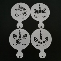 Unicorn coffee design - coffee art - stencils - 4 pieces