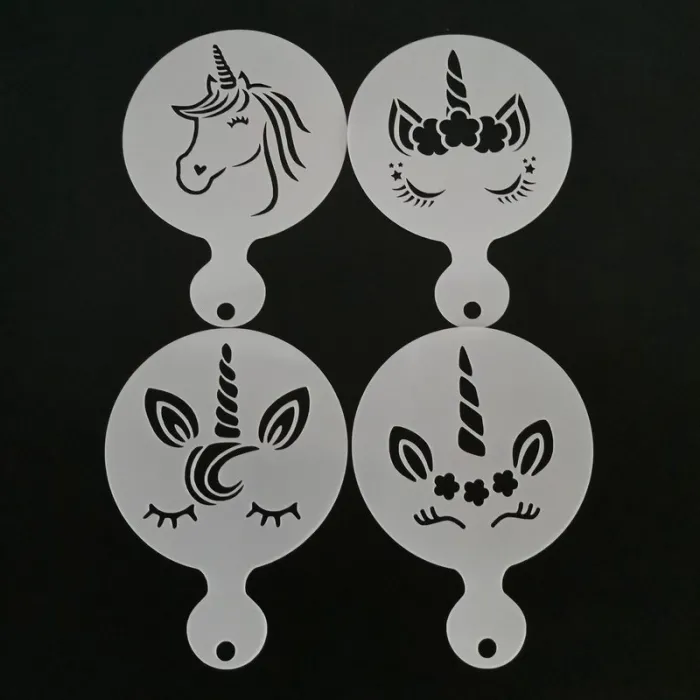 Unicorn coffee design - coffee art - stencils - 4 piecesCoffee ware