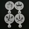 Unicorn kaffedesign - kaffekonst - stenciler - 4 bitar