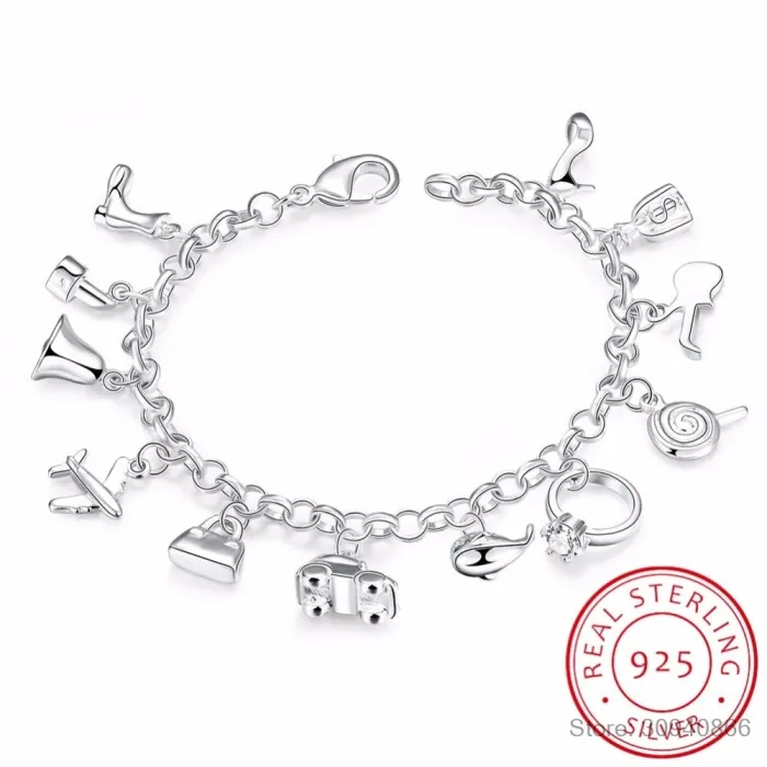 PulseraBonita pulsera - plata de ley 925 - cristales mezclados