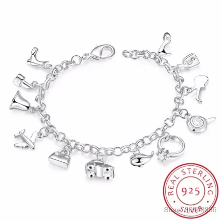 PulseraBonita pulsera - plata de ley 925 - cristales mezclados