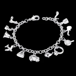 Ganska armband - 925 sterlingsilver - blandade kristaller