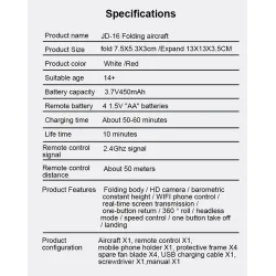 JDRC JD-16 JD16 - wifi - fpv - pieghevole - 2mp hd camera