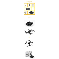 JDRC JD-20S JD20S - WiFi - FPV - Foldable - HD-kamera - 0,3 MP - Tre batterier