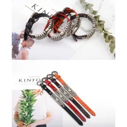 PulserasPulsera de cuero Punk - pulsera de muñeca - naranja- marrón