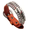 Bracelet en cuir punk - bracelet - orange- marron