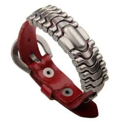 Pulseira de couro de punk - pulseira de pulso - laranja- marrom