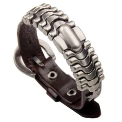 Pulseira de couro de punk - pulseira de pulso - laranja- marrom