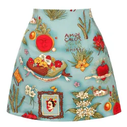 Retro - vintage - bomull kjol - blommigt tryck