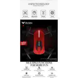 DronesCadaine E52 - WiFi - FPV - Selfie Drone - plegable - 0.3MP - Rojo - RTF
