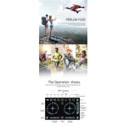 DronesCadaine E52 - WiFi - FPV - Selfie Drone - plegable - 0.3MP - Rojo - RTF