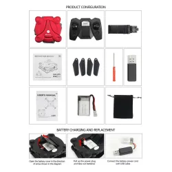 DronesCada una E55 Mini - WiFi - FPV - plegable - Rojo - RTF