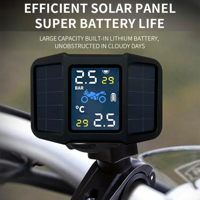 Motorcykel Tire Pressure Monitoring System - 2 Extern Sensor - Realtidsdisplay