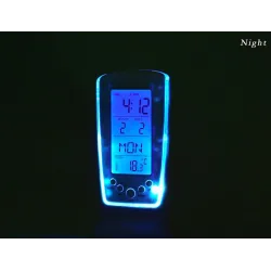 LED - blue luminous digital clock - electronic calendar - thermometer - 7-sounds alarm clock