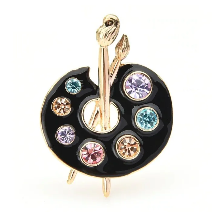 Palette Brooches - Crystal - Enamel - Black