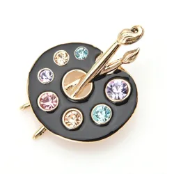 Målning Palette Brooches - Crystal - Enamel - Svart - Vit