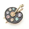 Palette Brooches - Crystal - Enamel - Black