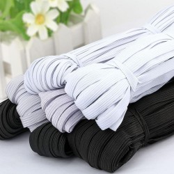 Boda3/6/8/10MM - Blanco/negro - Bandas elásticas planas - costura DIY