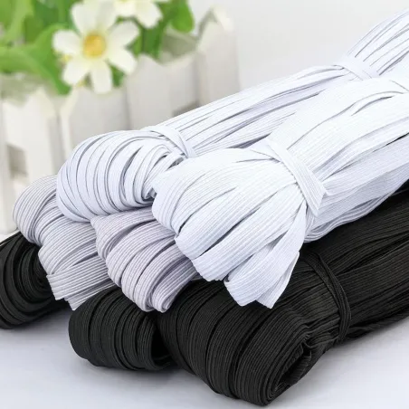 3/6/8/10MM - Vit/svart - Flat Elastic Bands - DIY-sömning