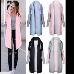 Kvinnor Coats - Casual - Hooded - Rosa - Blå - Svart