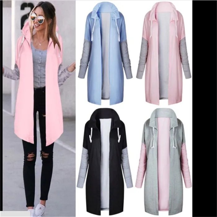 Kvinnor Coats - Casual - Hooded - Rosa - Blå - Svart