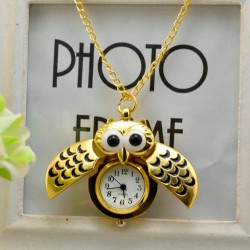 Vintage - Uhr Owl - Anhänger Halskette