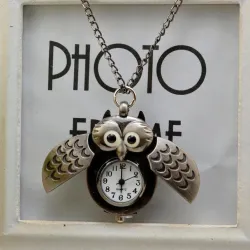 Vintage - Relógio Owl - colar de pingente