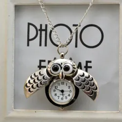 Vintage - Relógio Owl - colar de pingente