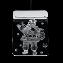 Décoration 3D de Noël pour porte / fenêtre - lumière LED - plaque transparente avec ventouse