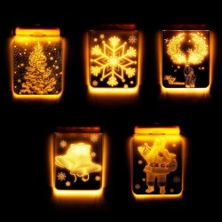 Christmas 3D decoration for door / window - LED light - transparent plate with suction cupChristmas