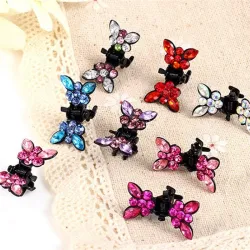 Piccole farfalle di cristallo - clip per capelli - 12 pezzi
